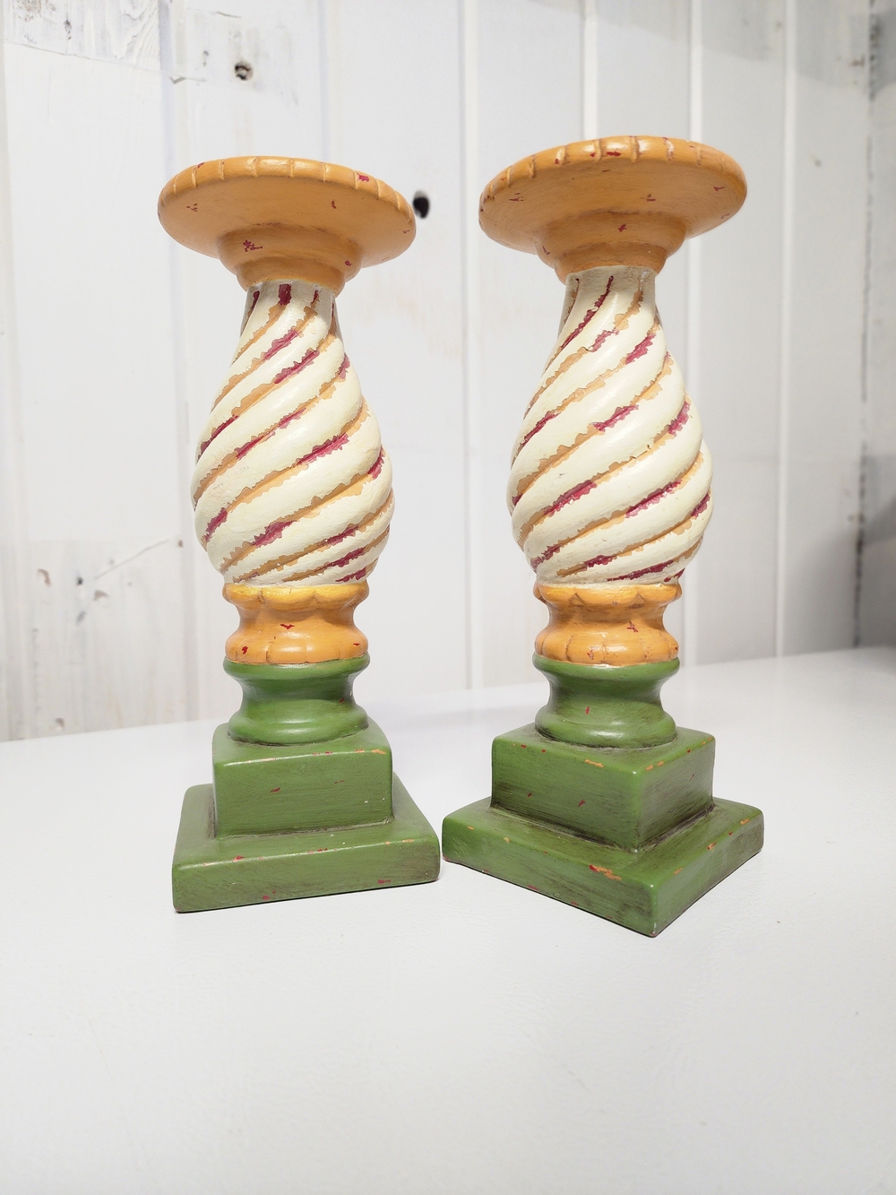 Southern Living At Home Decorative Twisted Wood Candlestick Pair